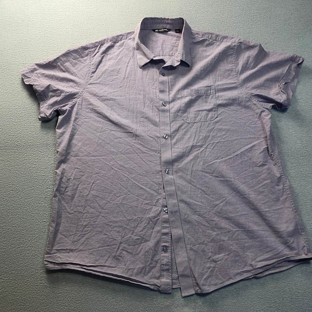 TravisMathew  Button Up Shirt Mens XXXL Purple Micro Stripe‎ Short Sleeve Golf